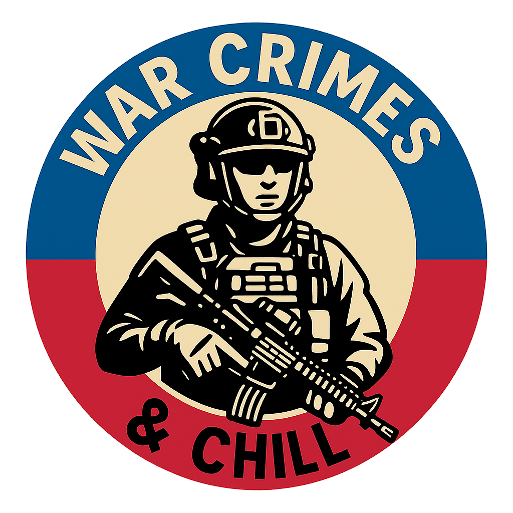 WAR CRIMES & CHILL insignia