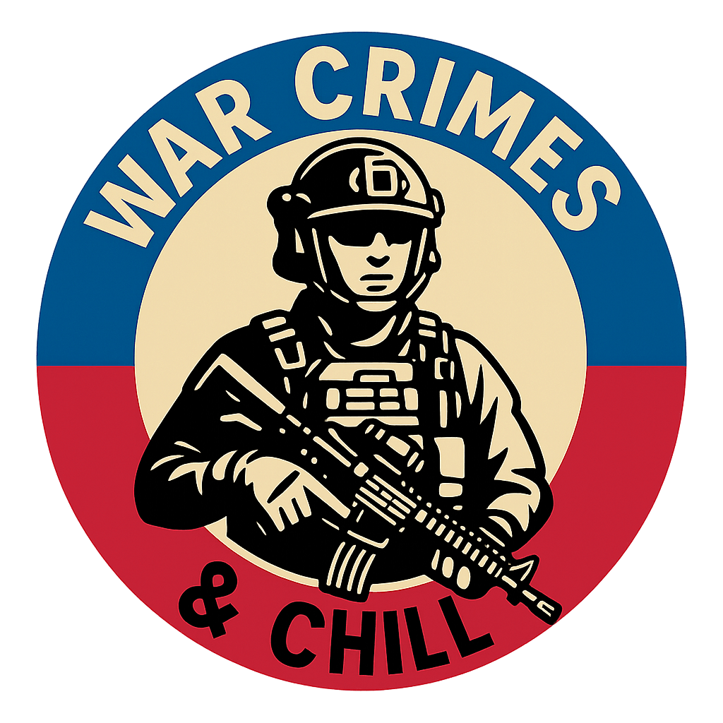 WAR CRIMES & CHILL insignia