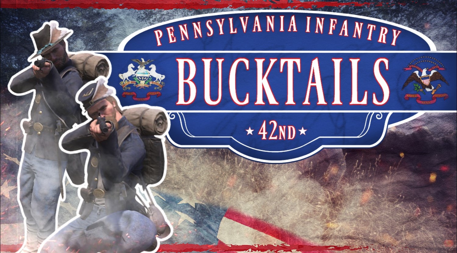 42nd PA "Bucktails" - 1st PA Light Artillery "Cooper's Battery" banner