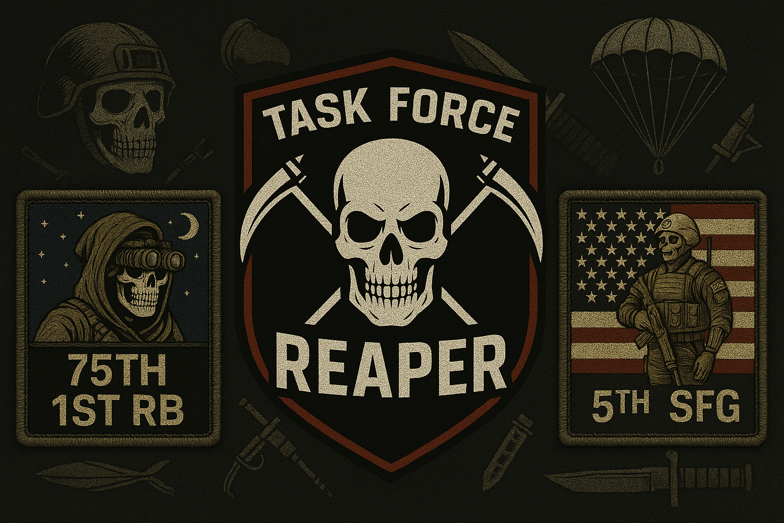 Task Force Reaper - 75th Rangers, 160th Soar, and 5th SFG banner